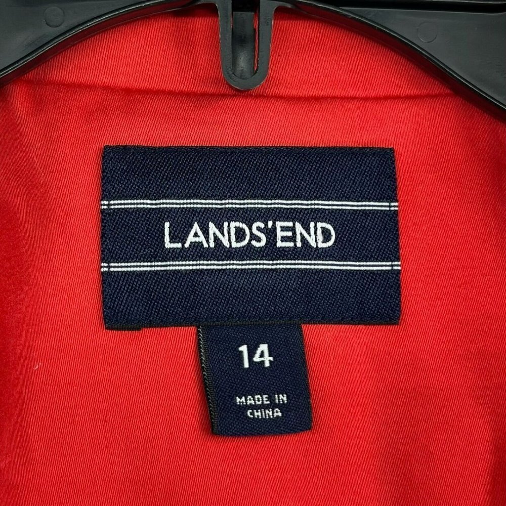 Lands' End Blazer Women's Sz 14 Red One-Button Single-Breasted Striped Lining - Picture 9 of 12